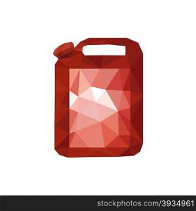 Illustration of red origami oil canister isolated on white background