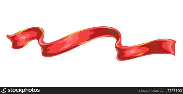 Illustration of red ribbon. Stylized hand drawn image in retro style.. Illustration of red ribbon.
