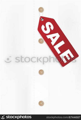Illustration of Red Sale Sign on White Shirt - With Copyspace
