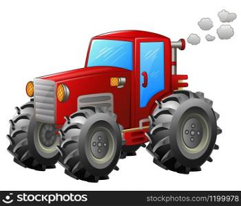 illustration of Red tractor on white background