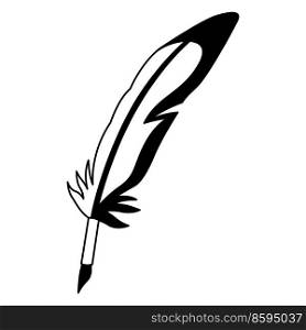 Illustration of retro writing feather. Quill pen icon for design and decoration.. Illustration of retro writing feather. Quill pen for design and decoration.