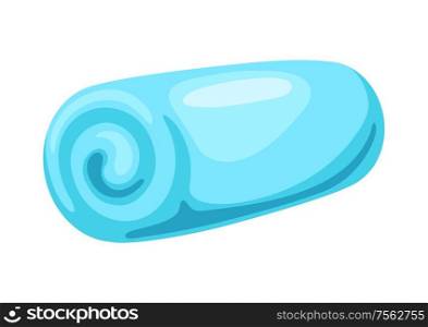 Illustration of rolled blue towel. Spa or sport cartoon icon.. Illustration of rolled blue towel.