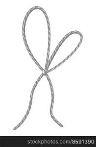 Illustration of rope. Simple string for decoration. Stylized object for design and template.. Illustration of rope. Simple string for decoration.