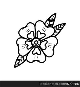 Illustration of rose in tattoo style. Design element for poster, card, t shirt. Vector illustration