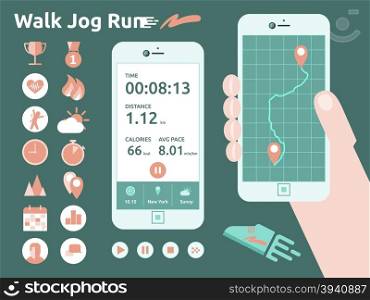 Illustration of running application on smart phone