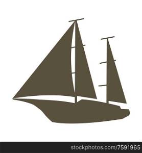 Illustration of sailing yacht silhouette. Nautical symbol icon. Marine retro decorative item.. Illustration of sailing yacht silhouette. Nautical symbol icon.