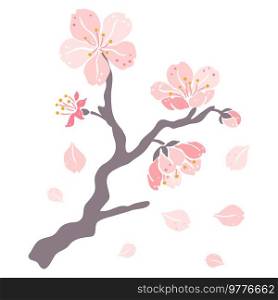 Illustration of sakura branch. Beautiful decorative plant. Natural image.. Illustration of sakura branch. Beautiful decorative plant.