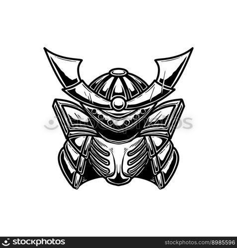Illustration of samurai helmet. Design element for poster, card, banner, emblem, sign. Vector illustration