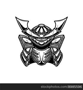 Illustration of samurai helmet. Design element for poster, card, banner, emblem, sign. Vector illustration