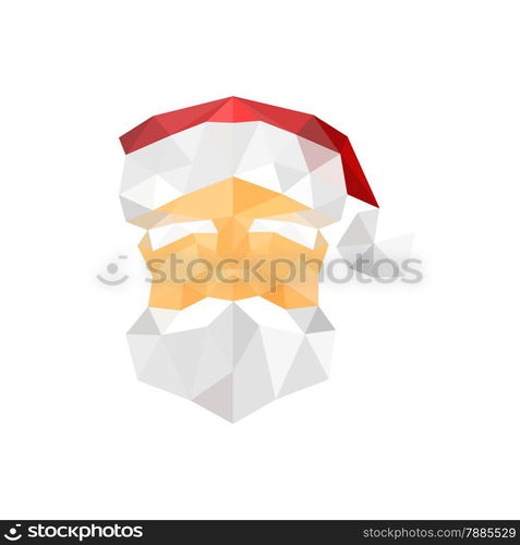 Illustration of santa claus origami portrait isolated on white background