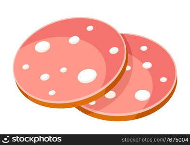 Illustration of sausage slices. Adversting icon or image for butcher shops and industries.. Illustration of sausage slices. Icon or image for butcher shops and industries.