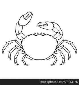 Illustration of sea crab in line style. Design element for logo, label, sign, emblem, poster. Vector illustration