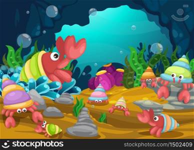 Illustration of sea underwater background vector