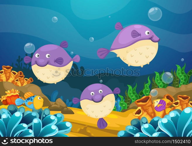 Illustration of sea underwater background vector