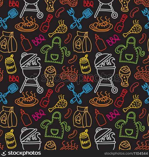 illustration of seamless pattern for barbecue grill and picnic. barbecue grill pattern