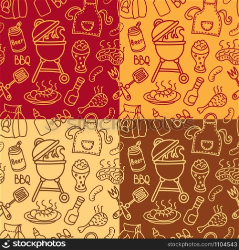 illustration of seamless pattern of barbecue grill picnic. barbecue grill pattern