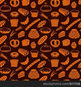 illustration of seamless pattern of different kind of bread and bakery. bakery seamless pattern