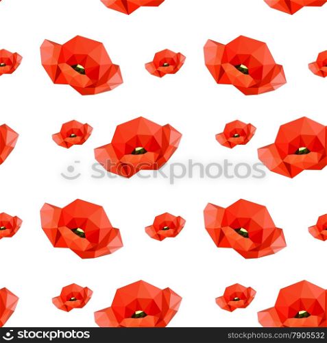 Illustration of seamless pattern with red poppies