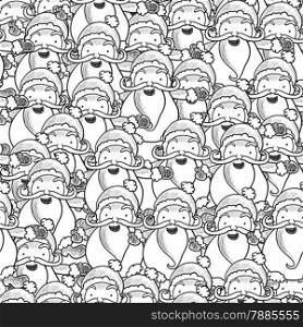 Illustration of seamless pattern with Santa Claus sketch
