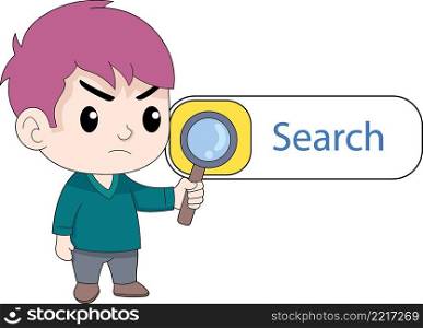 illustration of searching on the internet, knowledge education searched on the internet, cartoon flat illustration