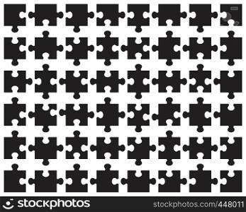 Illustration of separate parts of black puzzle on a white background