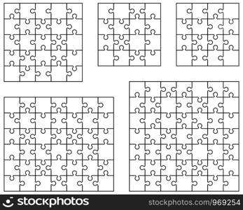 Illustration of separate parts of white puzzles