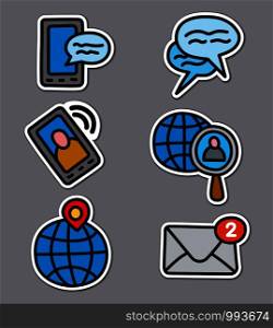 illustration of set communication stickers for web applications. communication stickers