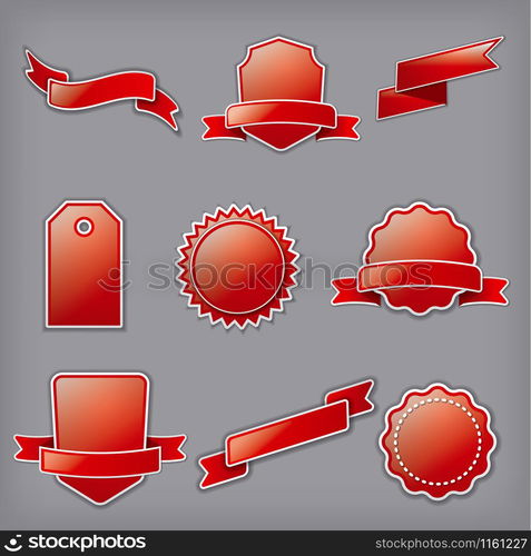 illustration of set different empty advertising banners and labels. banners and labels