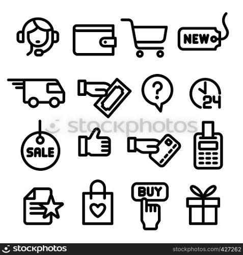 illustration of set e-commerce shop and business. e-commerce shop icons