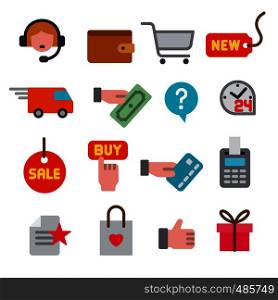 illustration of set e-commerce shop and business. e-commerce shop icons