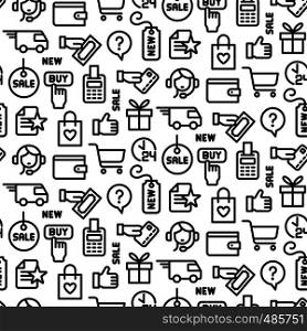 illustration of set e-commerce shop and business seamless pattern. e-commerce shop pattern
