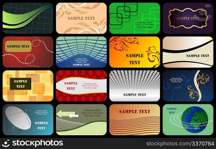Illustration of set horizontal colorful business card - vector