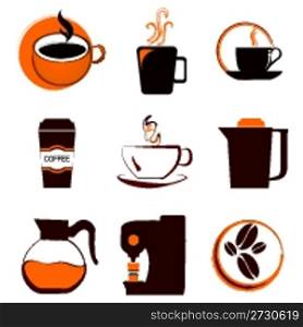illustration of set of coffee icon