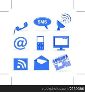 illustration of set of communiction icons on an isolated background