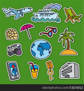 illustration of set stickers for tourism and travel services . stickers for tourism