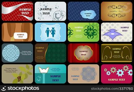 Illustration of set variety horizontal business cards on different topics - vector