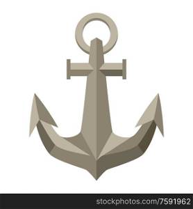 Illustration of ship anchor. Nautical symbol icon. Marine retro decorative item.. Illustration of ship anchor. Nautical symbol icon.
