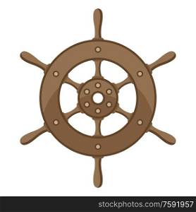 Illustration of ship steering wheel. Nautical symbol icon. Marine retro decorative item.. Illustration of ship steering wheel. Nautical symbol icon.