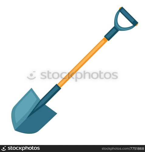 Illustration of shovel. Garden tools and equipment. Season gardening icon.. Illustration of shovel. Garden tools and equipment.