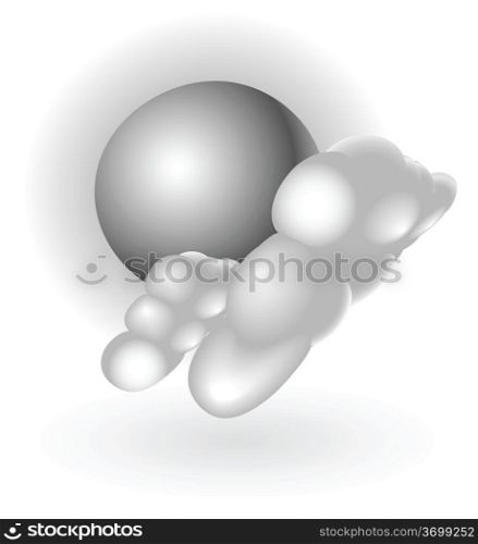 Illustration of silver metallic clouds and sun
