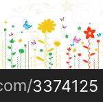 illustration of simple floral card on white background