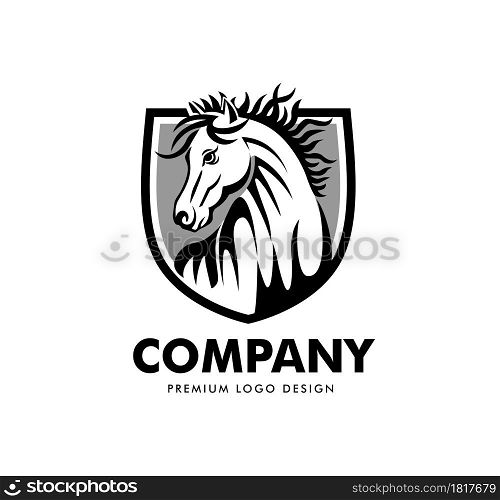 illustration of simple horse head on white background vector