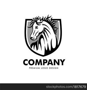 illustration of simple horse head on white background vector