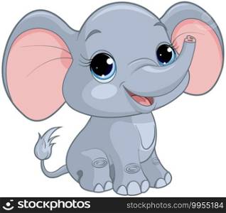 Illustration of sitting baby elephant