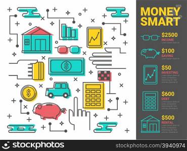 Illustration of smart money concept with line icons