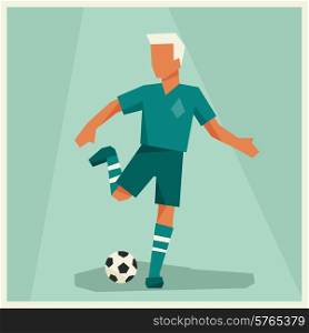 Illustration of soccer player in flat design style.