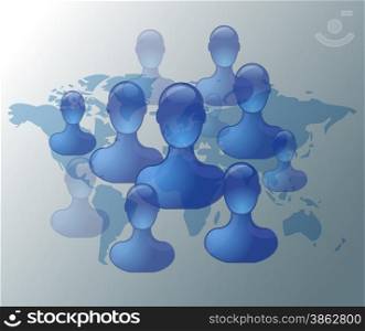 Illustration of social media friends on world map