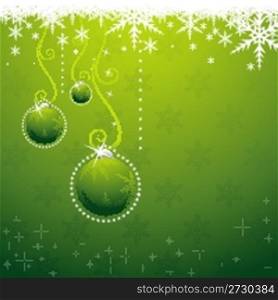 illustration of sparkling christmas wallpaper with hanging ball