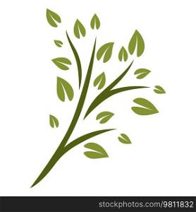 Illustration of sprig with green leaves. Decorative natural plant.. Illustration of sprig with green leaves. Decorative plant.