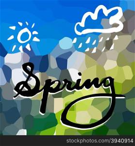 Illustration of spring background concept with hand writing and hand drawing